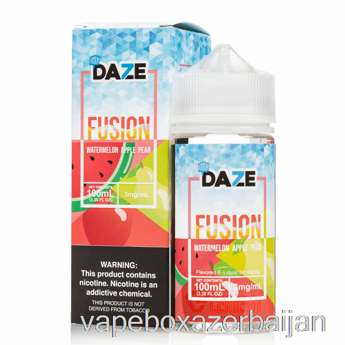 E-Juice Vape ICED Watermelon Apple Pear - 7 Daze Fusion - 100mL 6mg